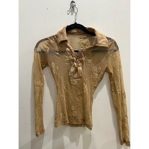 Nude Lace Tie up shirt